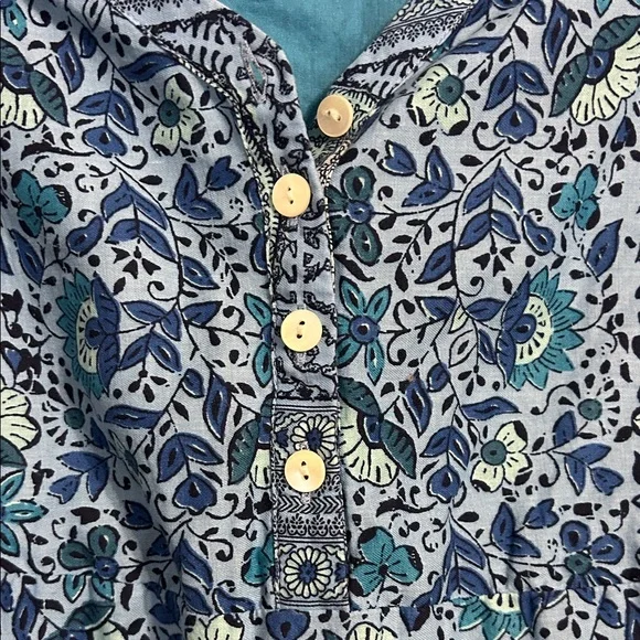 J. JILL Small Petite Sleeveless Blue Paisley Maxi Dress Floral Lined V-Neck - Picture 5 of 13